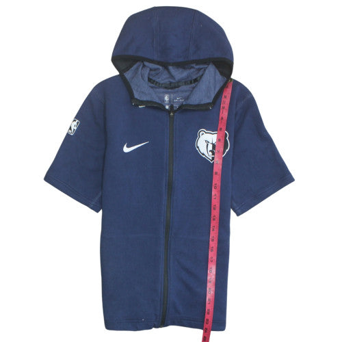 Nike Boys Blue Full Zip Hooded Short Sleeve Basketball Hoodie L 14-15 Yrs