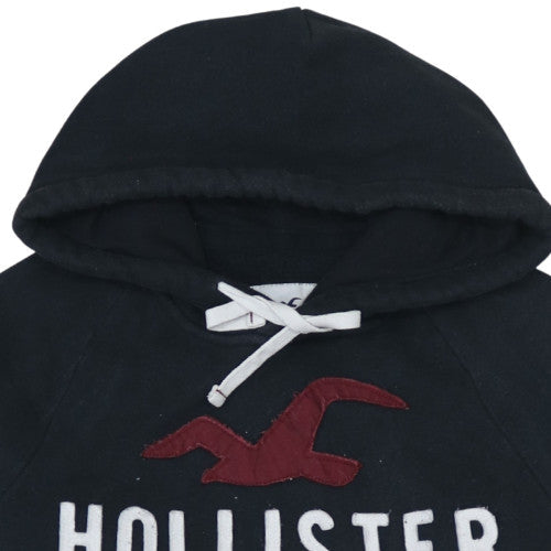Hollister Mens Black L Basic Hooded Activewear Fleece Jacket