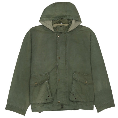 Green Leaves Men's Green Cotton Hooded Parka Jacket Size M