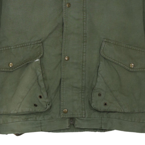 Green Leaves Men's Green Cotton Hooded Parka Jacket Size M