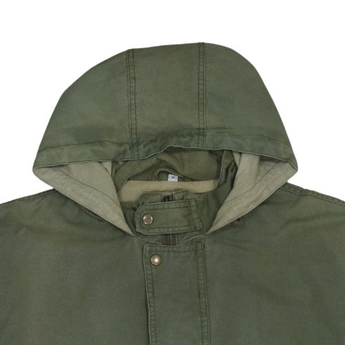 Green Leaves Men's Green Cotton Hooded Parka Jacket Size M
