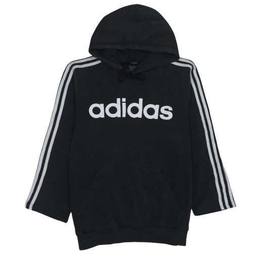 Adidas Men Black Pullover Hoodie M Logo Sports Fleece Sweatshirt