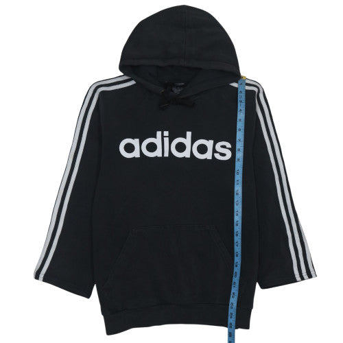 Adidas Men Black Pullover Hoodie M Logo Sports Fleece Sweatshirt
