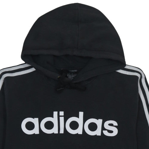 Adidas Men Black Pullover Hoodie M Logo Sports Fleece Sweatshirt