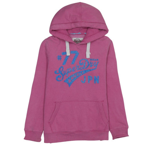 Superdry Women's Pink Pullover Hoodie M Vintage Logo Graphic Lined