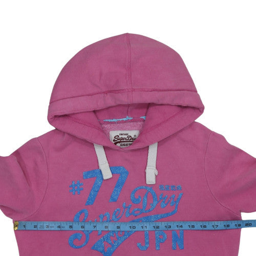 Superdry Women's Pink Pullover Hoodie M Vintage Logo Graphic Lined