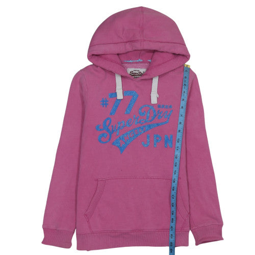 Superdry Women's Pink Pullover Hoodie M Vintage Logo Graphic Lined