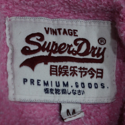 Superdry Women's Pink Pullover Hoodie M Vintage Logo Graphic Lined