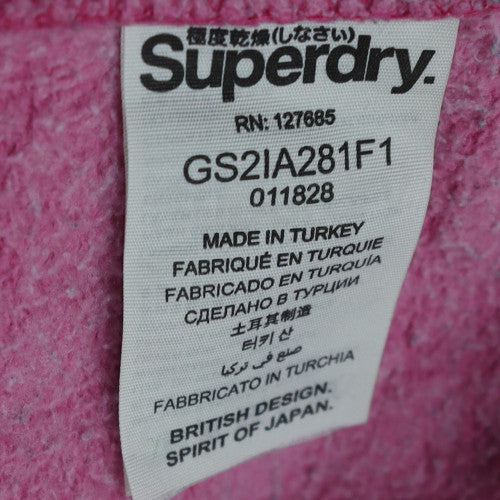 Superdry Women's Pink Pullover Hoodie M Vintage Logo Graphic Lined