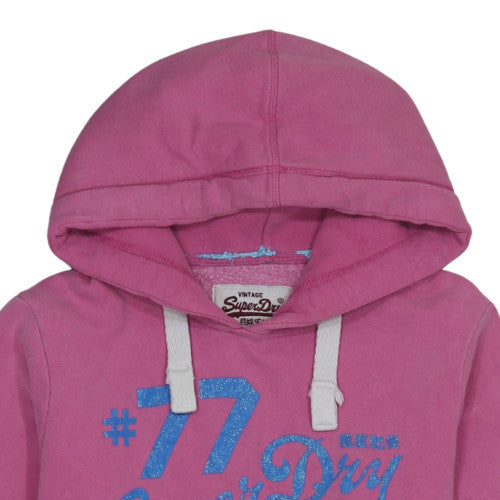 Superdry Women's Pink Pullover Hoodie M Vintage Logo Graphic Lined