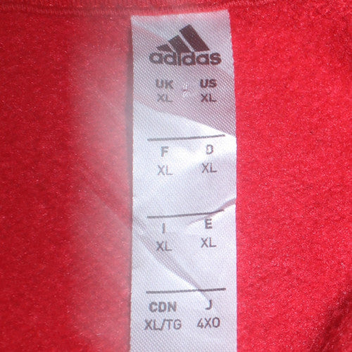 Adidas Men's Red XL Pullover Hoodie with Logo Fleece Sportswear