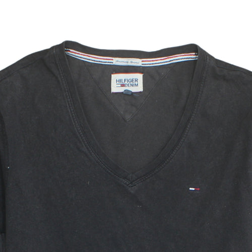 Tommy Hilfiger Men's Black V-Neck Cotton T-Shirt Size S