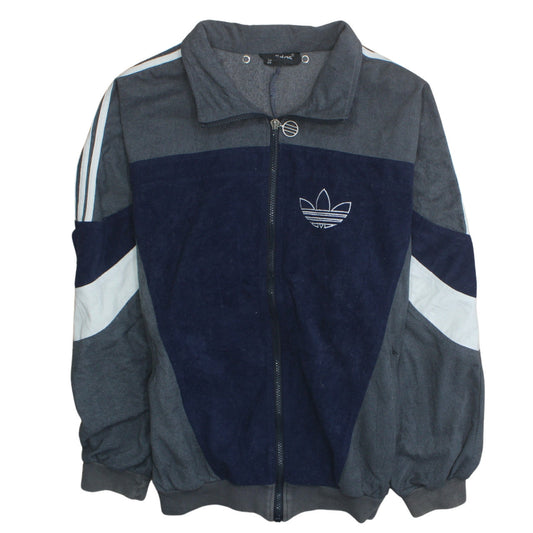 Adidas Mens Blue Grey Track Jacket Size XL Full Zip Retro Windbreaker