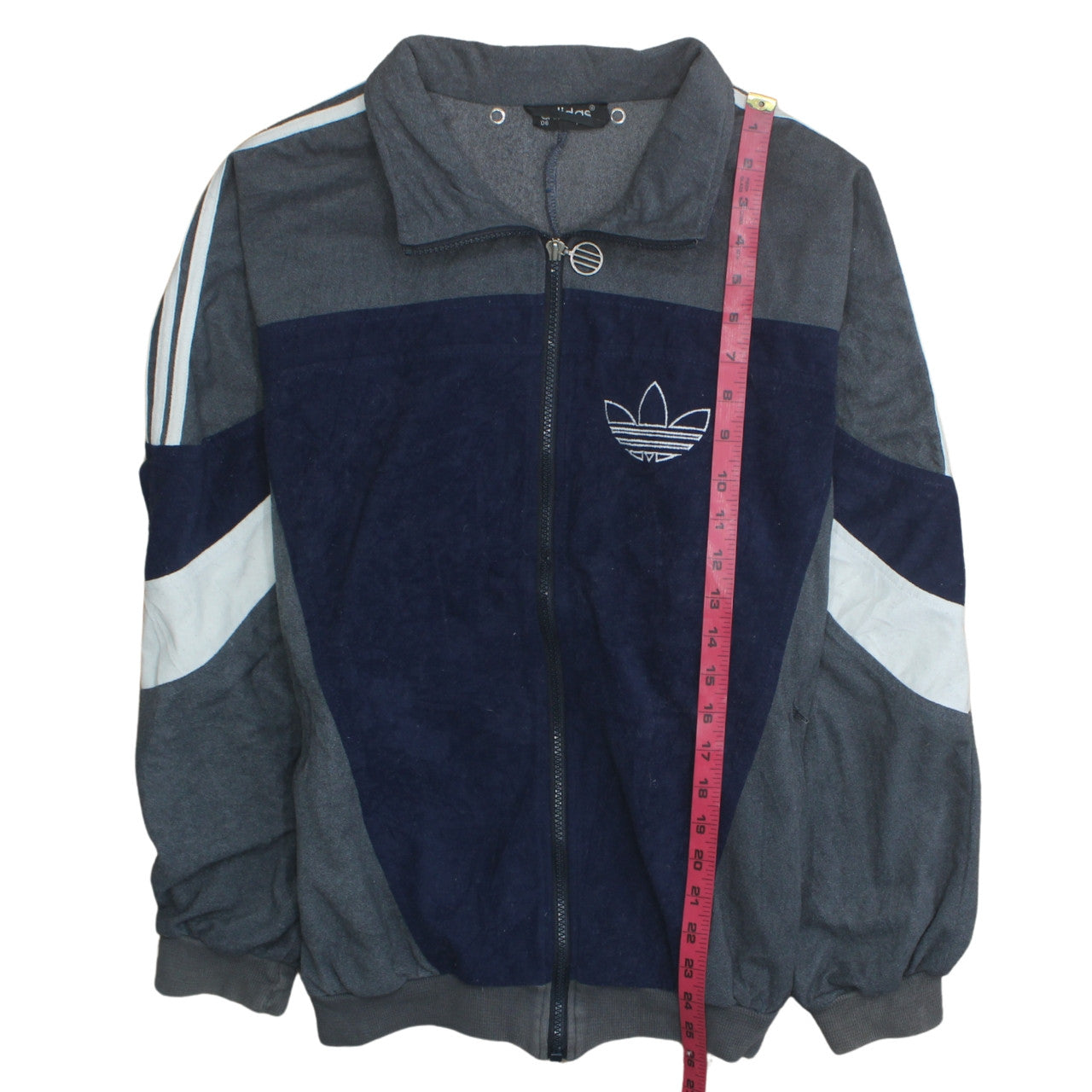 Adidas Mens Blue Grey Track Jacket Size XL Full Zip Retro Windbreaker