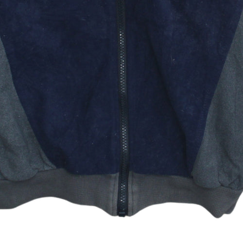 Adidas Mens Blue Grey Track Jacket Size XL Full Zip Retro Windbreaker