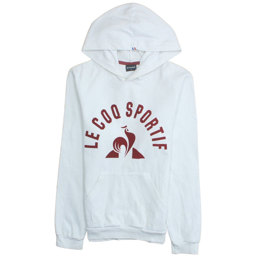 Le Coq Sportif Men's White Pullover Hoodie Small Graphic Print