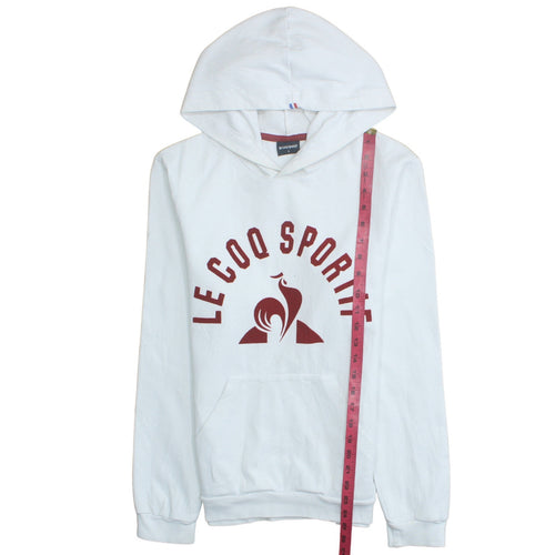 Le Coq Sportif Men's White Pullover Hoodie Small Graphic Print