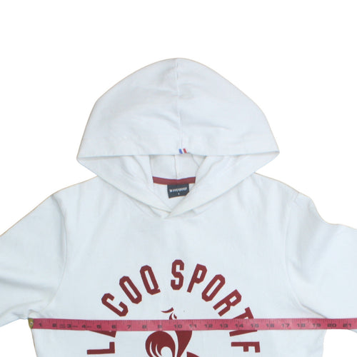 Le Coq Sportif Men's White Pullover Hoodie Small Graphic Print