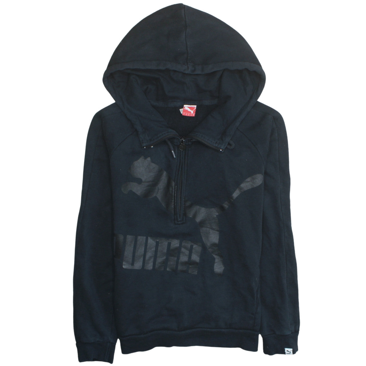 Puma Womens Black Size 10 1/4 Zip Logo Hoodie Sweatshirt