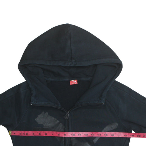 Puma Womens Black Size 10 1/4 Zip Logo Hoodie Sweatshirt