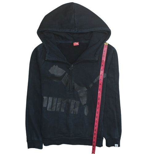 Puma Womens Black Size 10 1/4 Zip Logo Hoodie Sweatshirt