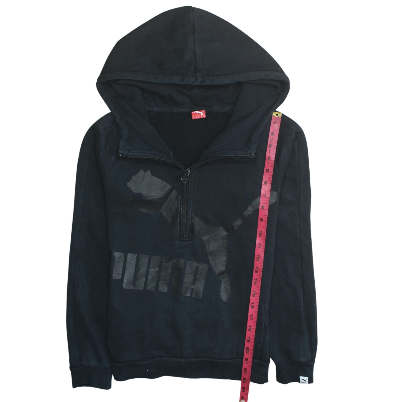 Puma Womens Black Size 10 1/4 Zip Logo Hoodie Sweatshirt