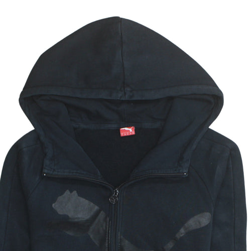 Puma Womens Black Size 10 1/4 Zip Logo Hoodie Sweatshirt