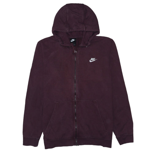 Nike Men's Brown XL Full Zip Hoodie with Logo and Pockets
