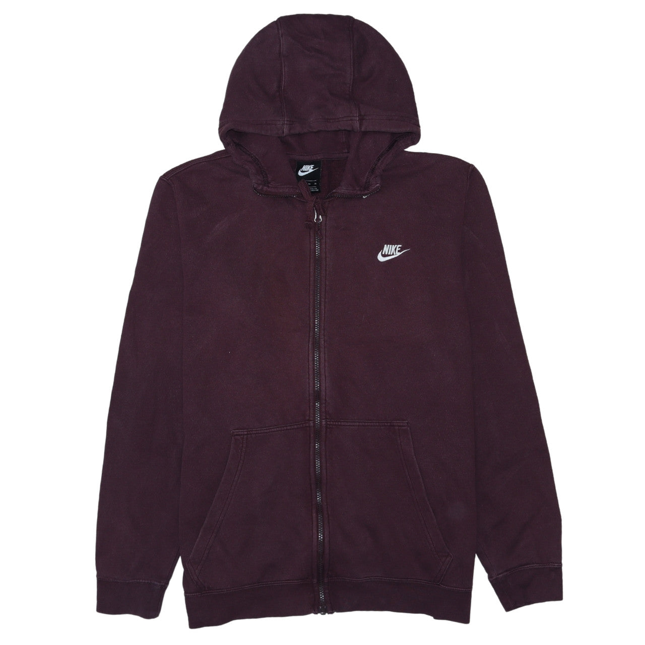 Nike Men's Brown XL Full Zip Hoodie with Logo and Pockets