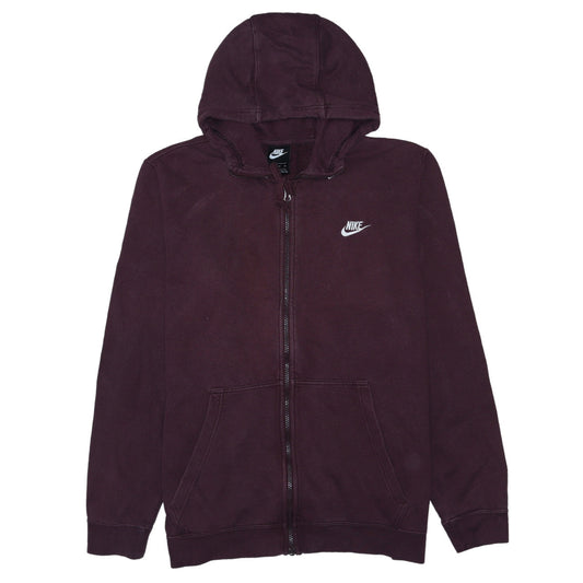 Nike Men's Brown XL Full Zip Hoodie with Logo and Pockets