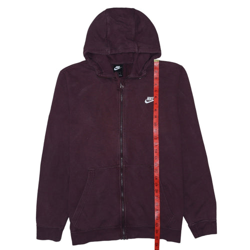 Nike Men's Brown XL Full Zip Hoodie with Logo and Pockets