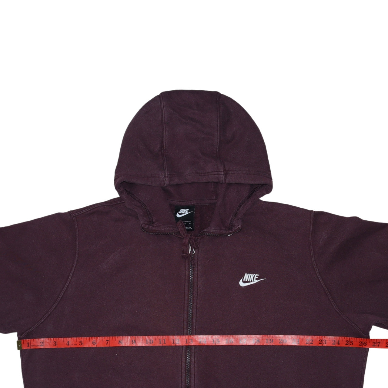 Nike Men's Brown XL Full Zip Hoodie with Logo and Pockets
