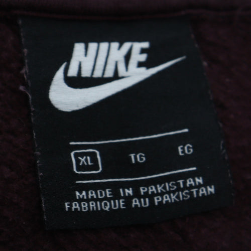 Nike Men's Brown XL Full Zip Hoodie with Logo and Pockets