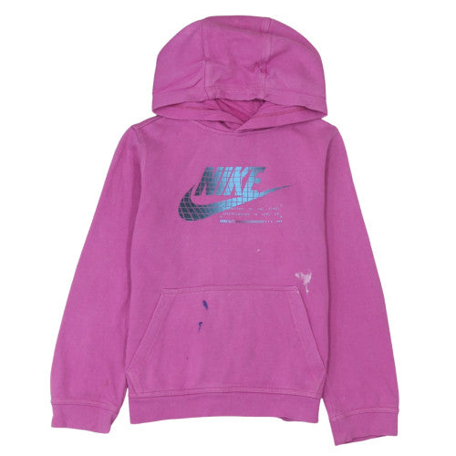 Nike Womens Pink Pullover Hoodie L Graphic Logo Cotton Blend