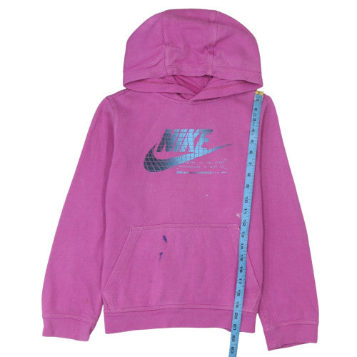 Nike Womens Pink Pullover Hoodie L Graphic Logo Cotton Blend
