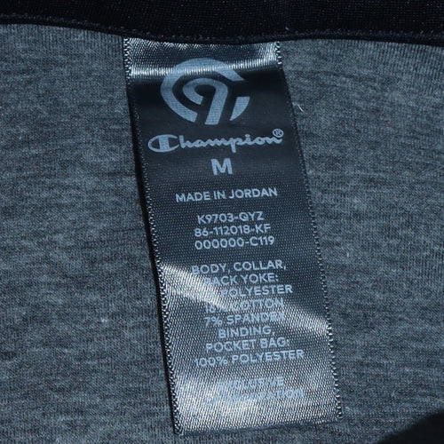 Champion Men's Grey Full Zip Track Jacket Size M Athletic Style