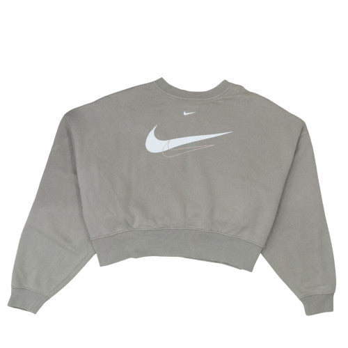 Nike Womens Grey Loose Fit Crew Neck Sweatshirt Size S Logo Print