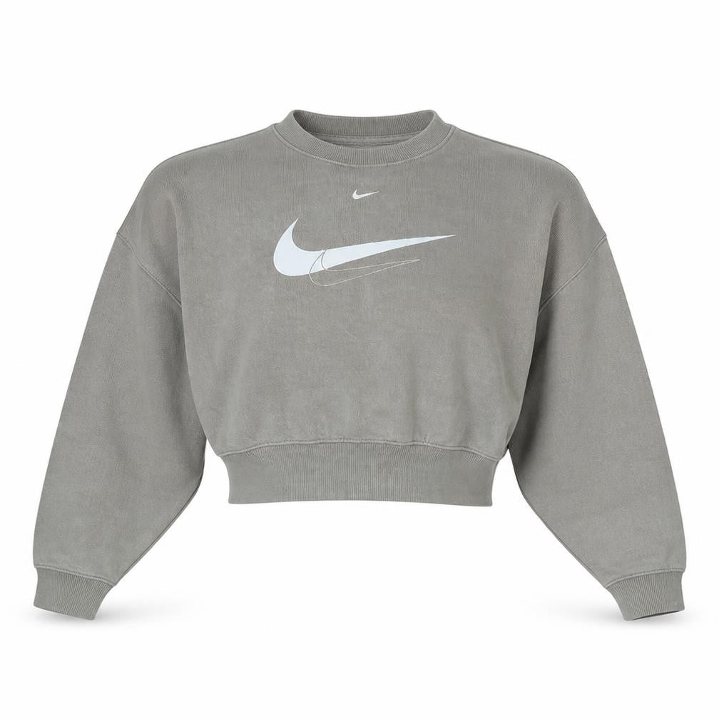 Nike Womens Grey Loose Fit Crew Neck Sweatshirt Size S Logo Print