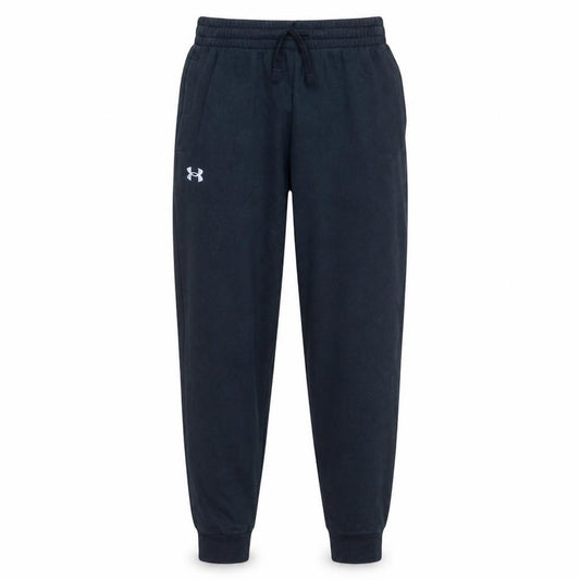 Front view of Under Armour men’s black m jogger tapered fleece sweatpants