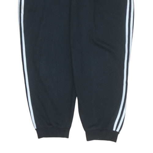 Adidas Women Black L Jogger Track Pants Elastic Waist Pockets