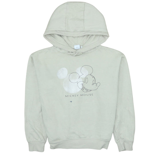 Disney Womens Beige XS Pullover Hoodie Mickey Mouse Print Sweatshirt