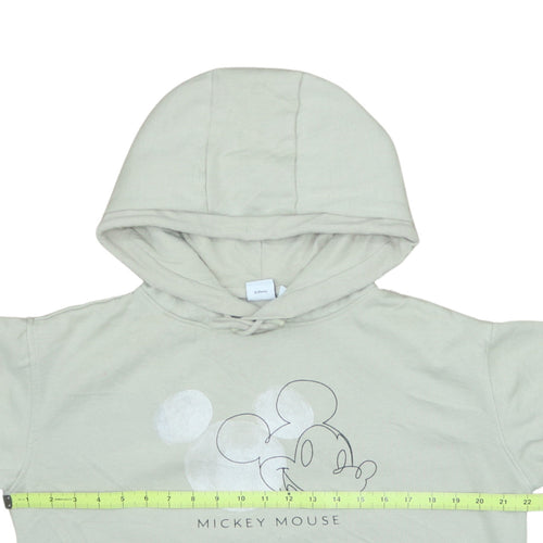Disney Womens Beige XS Pullover Hoodie Mickey Mouse Print Sweatshirt
