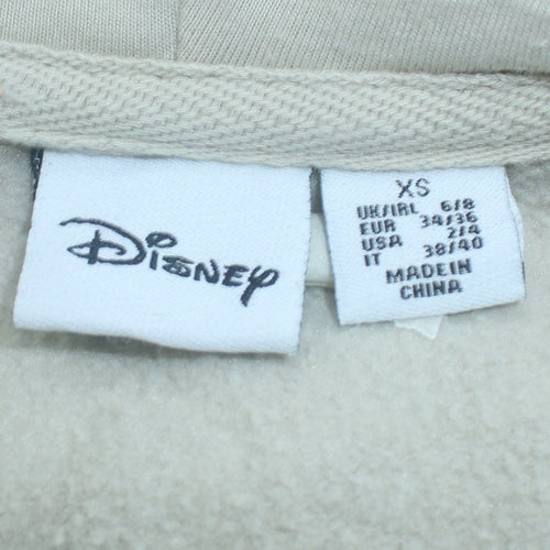 Disney Womens Beige XS Pullover Hoodie Mickey Mouse Print Sweatshirt