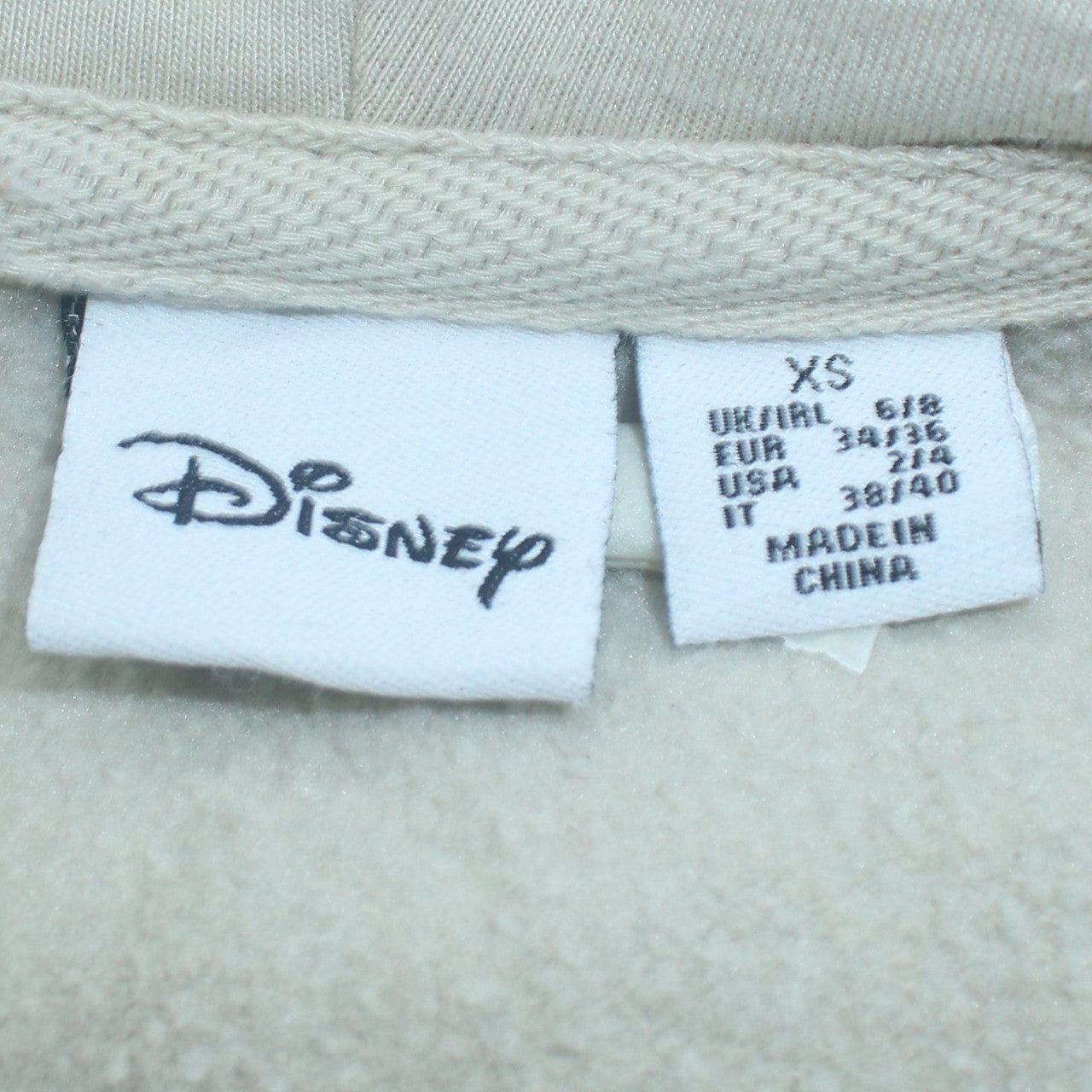 Disney Womens Beige XS Pullover Hoodie Mickey Mouse Print Sweatshirt