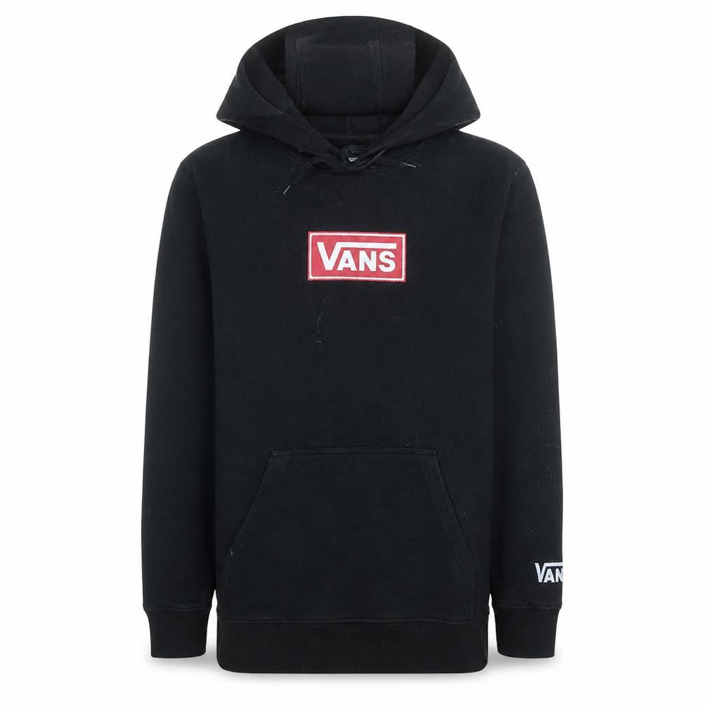 Vans Mens Black Pullover Hoodie Small Skate Logo Fleece Sweatshirt