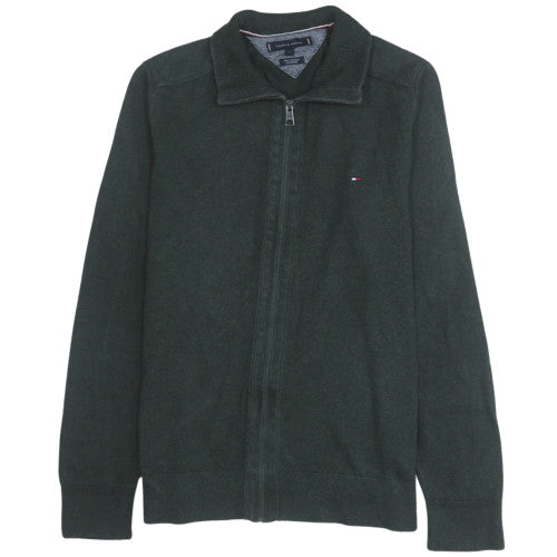 Tommy Hilfiger Men's Green Full Zip Cotton Cashmere Jumper L