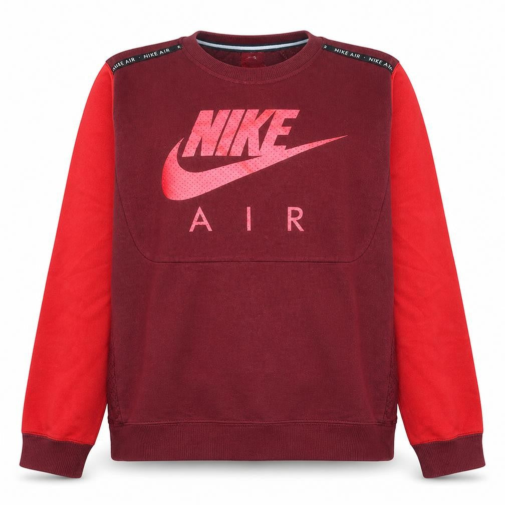 Front view of Nike Air Men's Burgundy Red Crew Neck Sweatshirt M