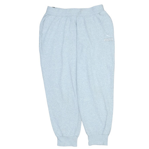 Puma Men Grey Large Fleece Sweatpants Tapered Leg Joggers