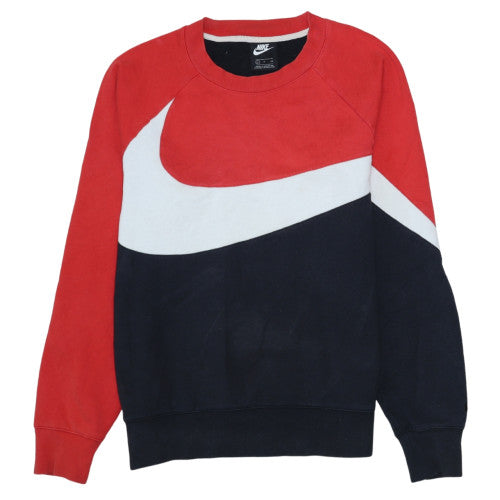 Nike Mens Red Black Crew Neck Colour Block Sweatshirt Size S
