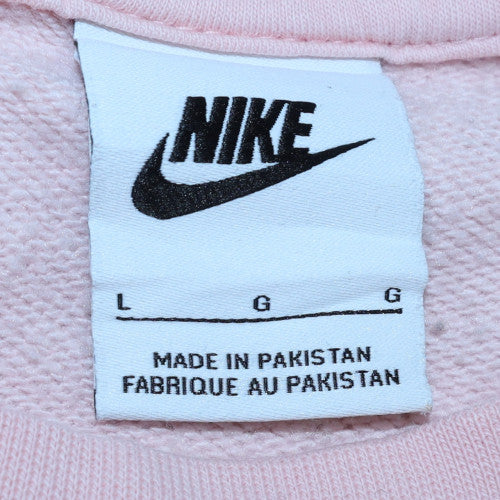 Nike Women Pink Crew Neck Pullover Sweatshirt Size L Cotton Blend